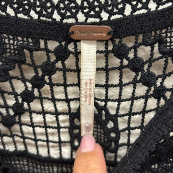 Free People Black Crochet Detail Sleeveless Mini Dress/ Top Size XS - Picture 2 of 10